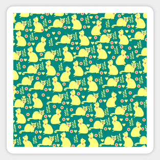 Romantic cats pattern Sticker